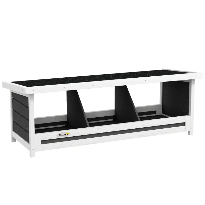 PawHut Cuibar pentru găini cu 3 compartimente, cu bază înălțată și acoperiș, din lemn și bitum, 95x37x34 cm, gri | Aosom Romania