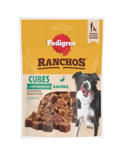 PEDIGREE Ranchos Cubes 70 g recompense caini, cu rata