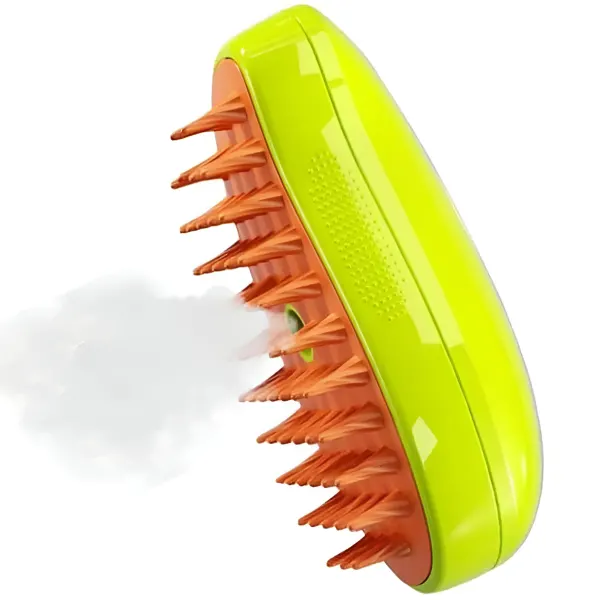 Perie 3 in 1 multifunctionala pentru animale de companie Engros, cu aburi, pulverizare si dozator incorporat, ideala in ingrijirea delicata a pisicilor si eliminarea eficienta a parului cazut, reincarcabila prin USB, Verde, Fish & Paws®
