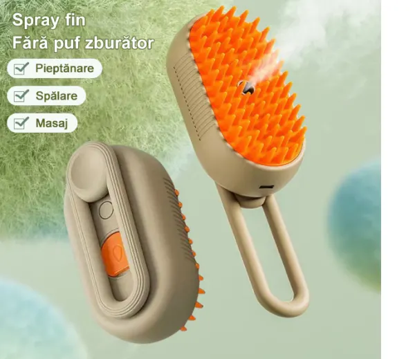 Perie de abur pentru animale, incarcare USB si rezervor de apa