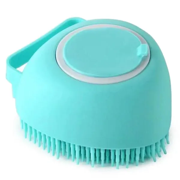 Perie de Baie cu Sampon, pentru Animale, Rezervor 80ml, Peri flexibili, Silicon, Albastru Engros