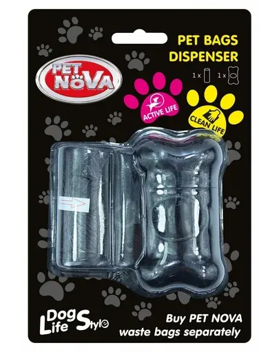 PET NOVA Dispenser + rola pungi excremente 20 buc, negru