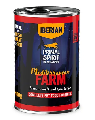 PRIMAL SPIRIT Iberian Mediterranean Farm conservă câini 400 g