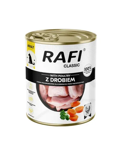 RAFI Classic cu pui 800 g hrană umedă pentru câini adulți