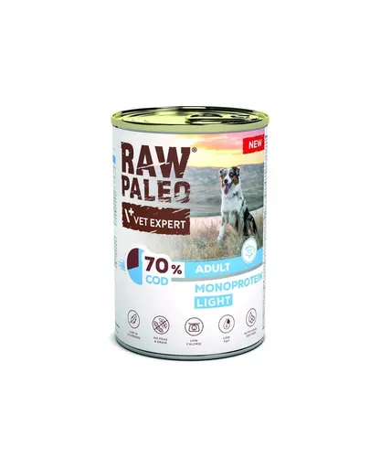 RAW PALEO Light Cod Hrană umedă monoproteică cu cod pentru câini adulți 400 g