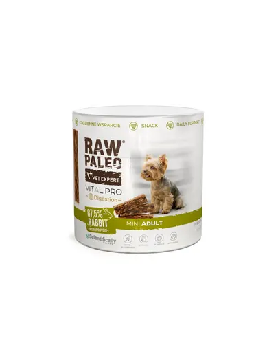 RAW PALEO Vital Pro Digestion Rabbit Mini recompensă pentru digestie câini mici, cu iepure 100 g