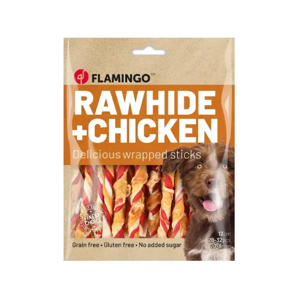 Recompense Caini, Baton Multicolor Piele & Pui, Flamingo, 350 g