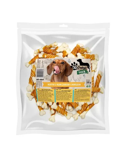 Recompense câini cuburi pui și cod MR. PRETZEL 500 g