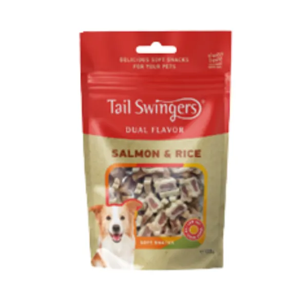 Recompense câini, Tail Swingers, soft snacks somon & orez, 125g Engros