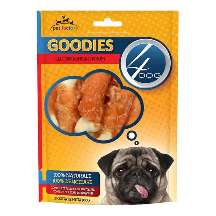 Recompense pentru caini 4Dog Goodies Calcium Bone  Chicken 100 gr