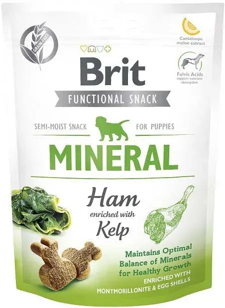 Recompense pentru caini Brit Snack Puppy Mineral cu sunca 150 gr