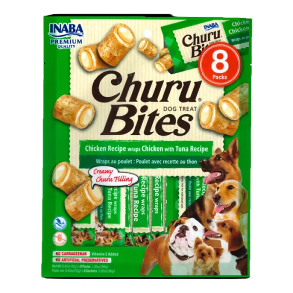 Recompense pentru caini Churu Bites cu pui  ton 8 buc x 12 gr