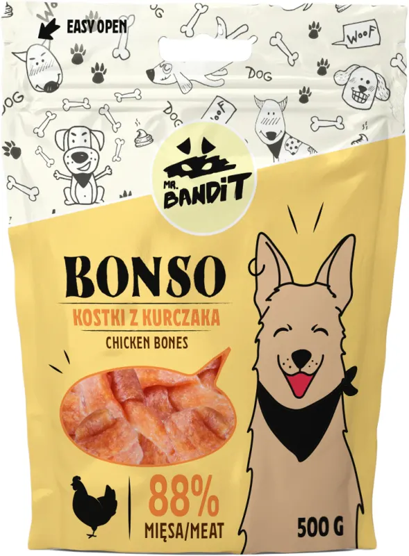 Recompense pentru caini Mr. Bandit BONSO, oase de pui, 500g