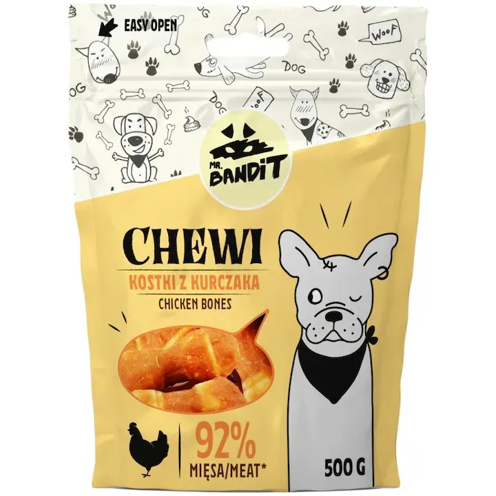 Recompense pentru caini Mr. Bandit Chewi Bones cu pui 500 gr