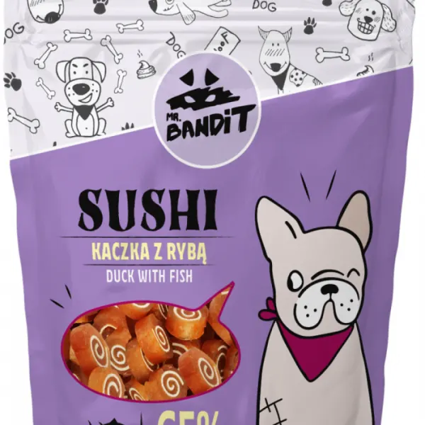 Recompense pentru caini Mr. Bandit SUSHI, rata si peste, 80g