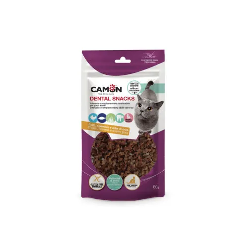 Recompense pentru pisici Camon Dental Snack pui si macrou 60 gr