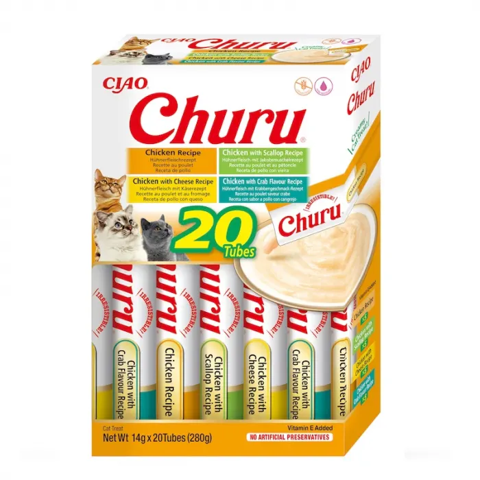 Recompense pentru pisici Churu cu pui 20 tubes