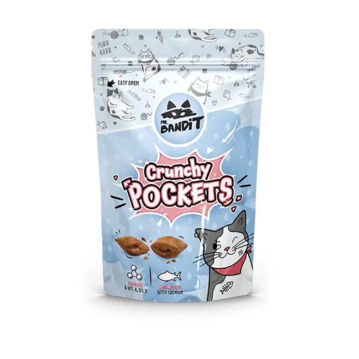 Recompense pentru pisici Mr. Bandit Crunchy Pockets cu somon 40 gr
