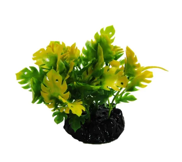Resun Planta Plastic Big Leaf Green/Yellow 10 cm