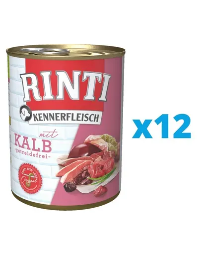 RINTI Kennerfleisch Veal Hrana umeda caini, cu vitel 12 x 800 g