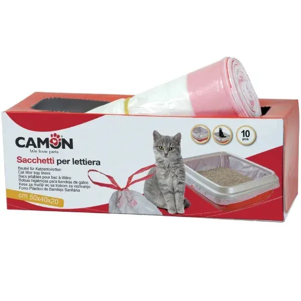 Saci cu maner pentru litiera, Camon, 10 buc/ 50x40x40 cm