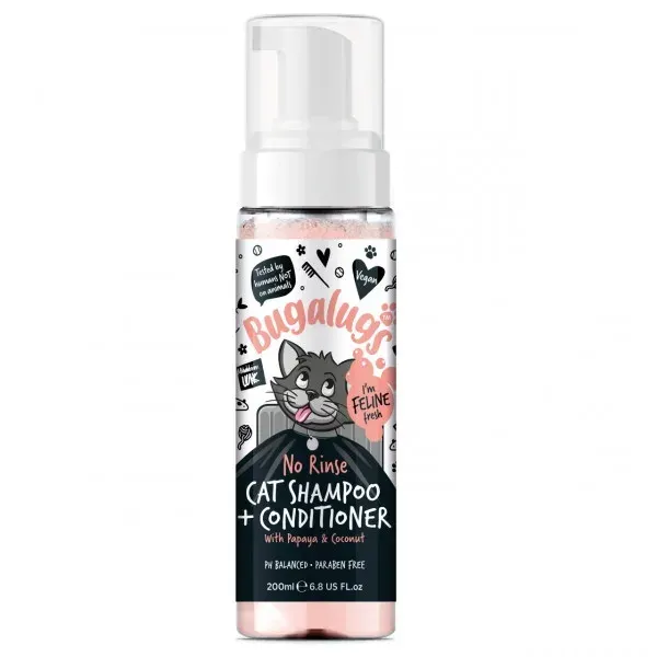 Sampon uscat pentru pisici, Bugalugs Cat No Rinse, 200 ml