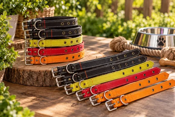 Set 10 Zgărzi Reglabile pentru Câini, Lungime 41 cm, Material Textil Rezistent cu Cataramă Metalică Solidă, Culori Diverse