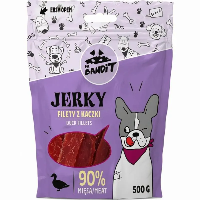 Set 2 x Hrana Caini Mr. Bandit Jerky, File de Rata, 80 g
