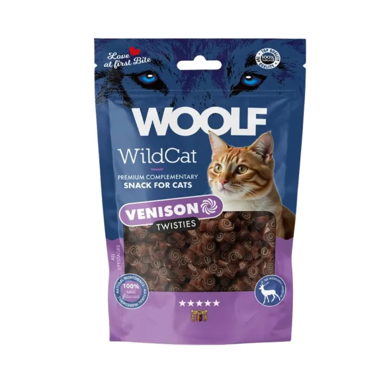 Set 2 x Recompense Pisici Woolf, WildCat Twisties cu Vanat 50 g