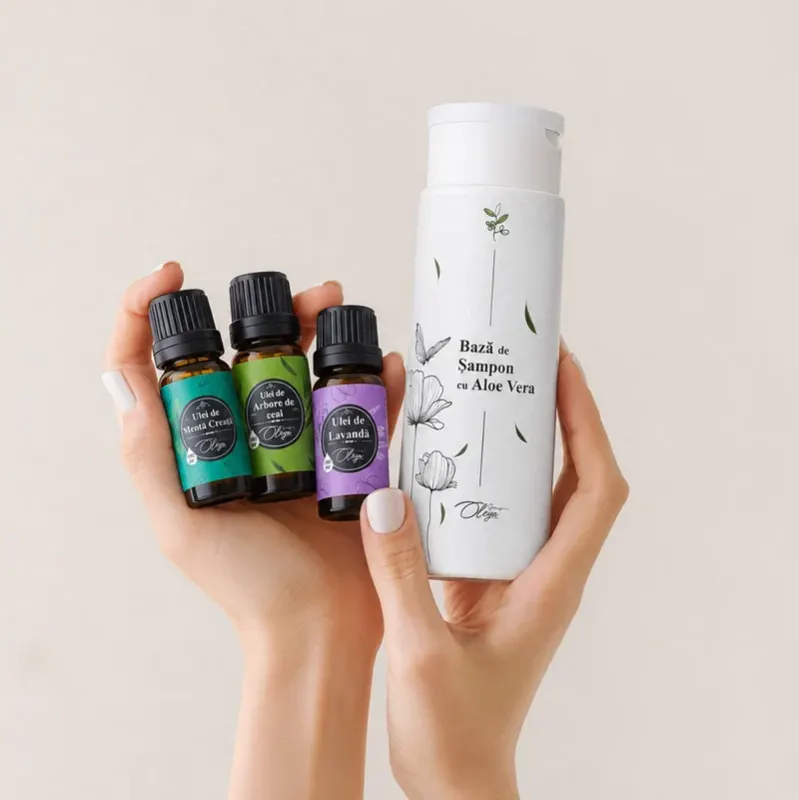 Set șampon împotriva mătreții, PĂR GRAS: ulei de lavandă, menta creață și arbore de ceai - Default Title