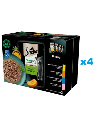 SHEBA Nature’s Collection 48x85g hrana umeda pisici, 4 sortimente in sos