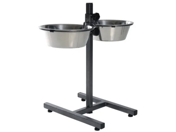 Stativ reglabil cu 2 castroane din inox 2 x 2,8 L   24 cm