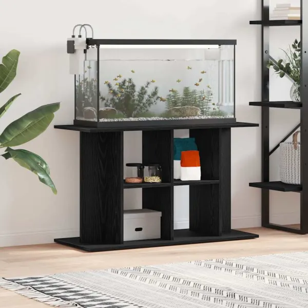 Gossi suport acvariu stejar negru 100x40x60 cm lemn prelucrat