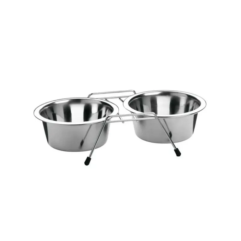 Suport inox cu 2 castroane x 0,40 litri