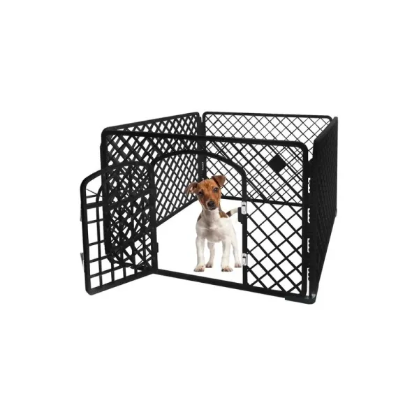 Tarc animale de companie, universal, usa intrare, ABS, 90x90x60 cm, negru
