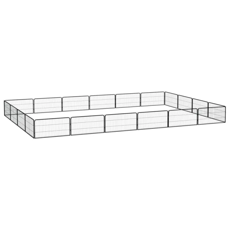 Tarc caini 20 panouri negru 100x50 cm otel vopsit electrostatic