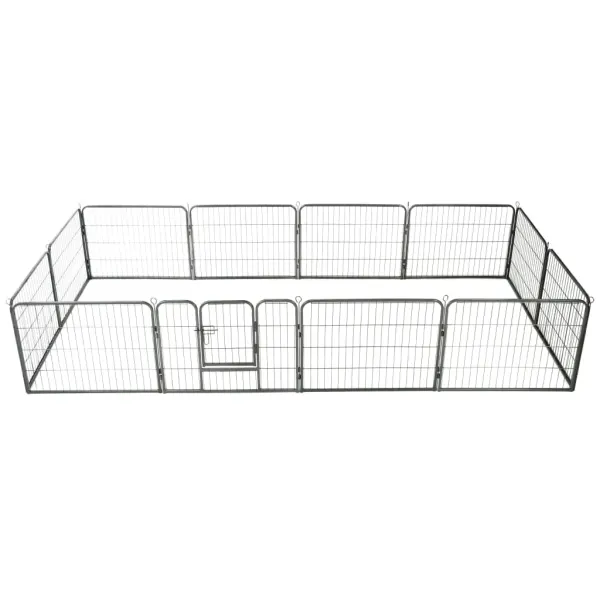 Gossi tarc pentru caini, 12 panouri, negru, 80 x 60 cm, otel