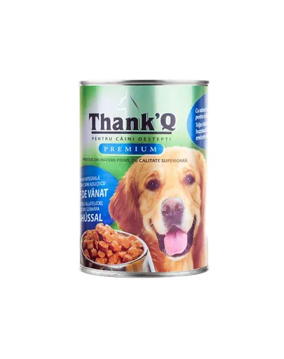 THANK'Q cu vânat 415 g hrană umedă pentru câini