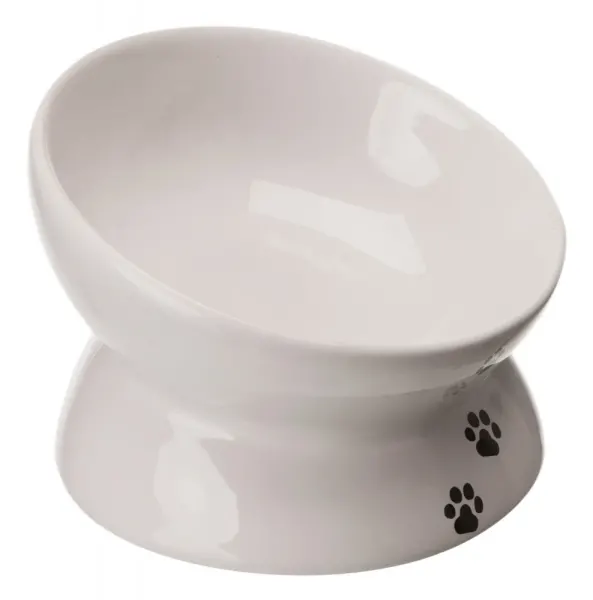 Trixie, castron ceramic ridicat ergonomic, alb, 0.15 L/ 13 cm