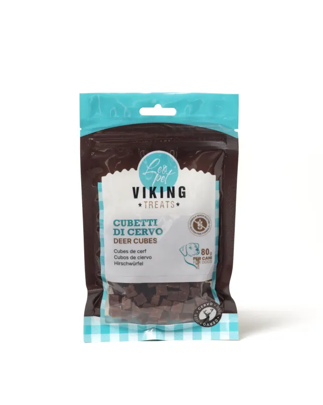 Viking Cuburi cu Carne de Caprioara pentru Caini 80 Gr