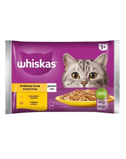 WHISKAS hrana pisica la plic in aspic 4x85g curcan si pui