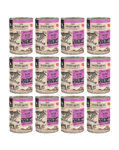 WIEJSKA ZAGRODA Conservă hrană pentru căței festin de carne 12x400 g
