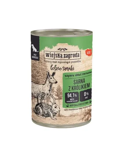 WIEJSKA ZAGRODA Forest Flavours Cerb cu iepure 12x400 g hrana umeda pentru caini adulti