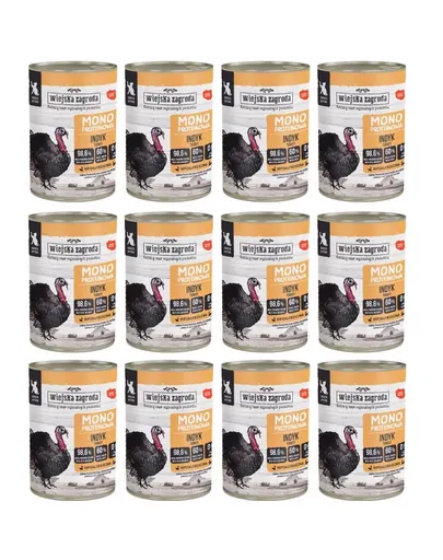 WIEJSKA ZAGRODA Hrană umedă monoproteică cu curcan pentru pisici 12x400 g