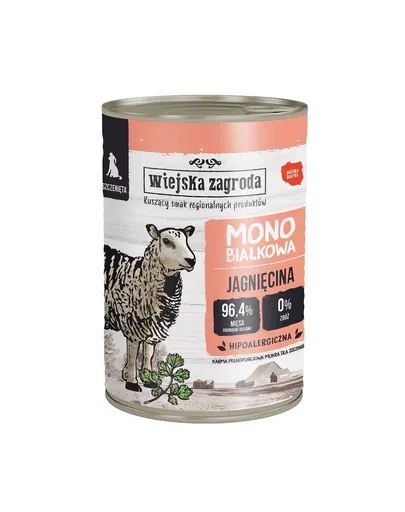 WIEJSKA ZAGRODA Mancare umeda pentru catelusi cu miel 12x400 g