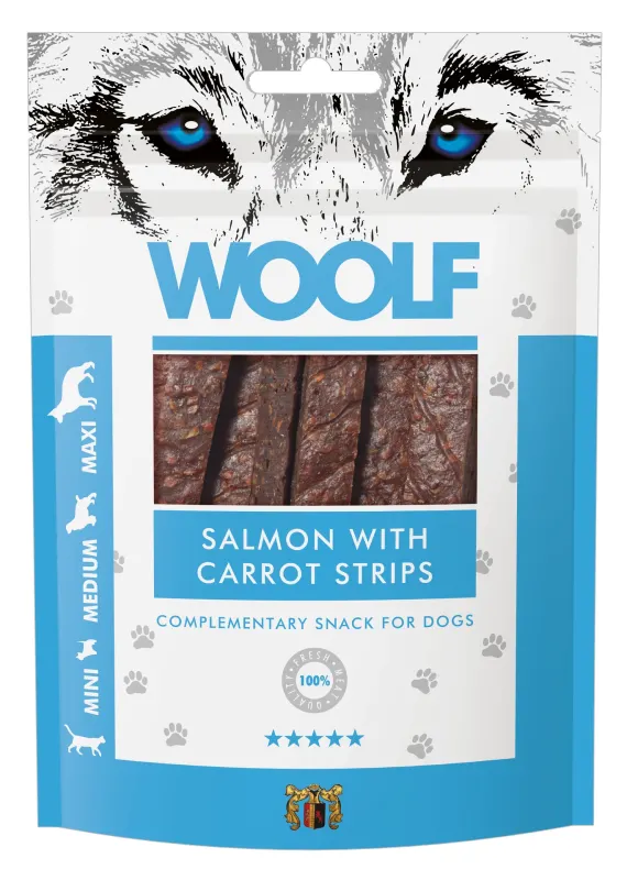 WOOLF DOG SNACKS Salmon with Carrot strips 100g