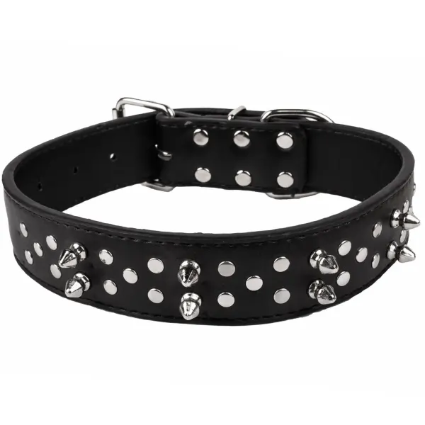 Zgarda caine, model spiked, dimensiune 60x 3.8cm, negru