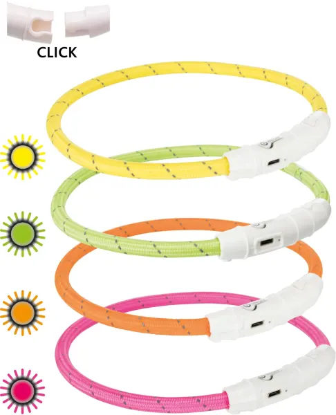 Zgarda cu led USB, TPU/ nylon, XS–S: 35 cm/ø 7 mm, mov 12706