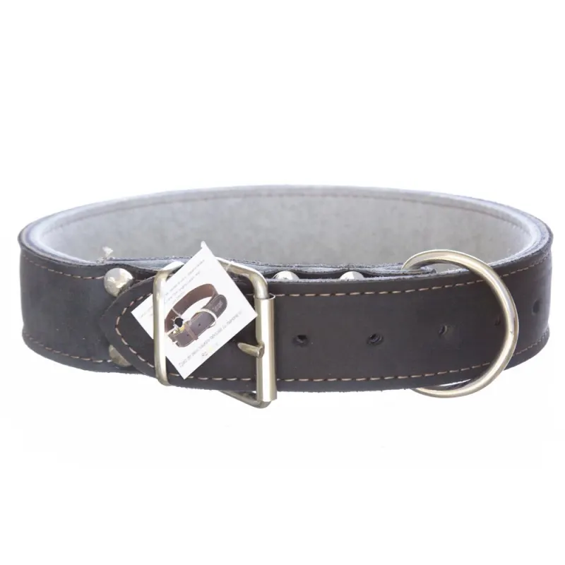 Zgarda din piele, neagra, grosime dubla, 4 cm x 70 cm