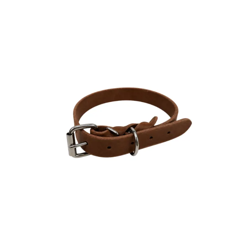 Zgarda din piele simplă - Maro - 55 cm / 25 mm
